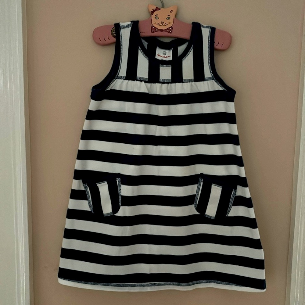 Hanna Andersson Navy And White Striped Tank Dress. Size 110.